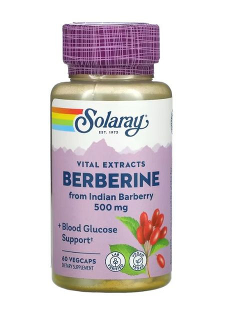 , Берберин, Berberine 500 мг, 60 капсул VegCap Solaray (280947011)