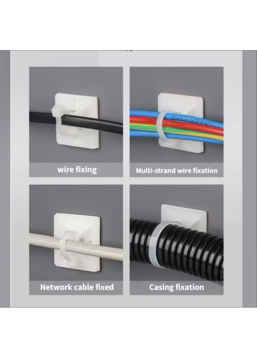 Органайзер Фіксатор кабелю під стяжки хомут тримач самоклеючий майданчик під кабель менеджмент з хомутами 15 шт Прозорий Captain (358934961)