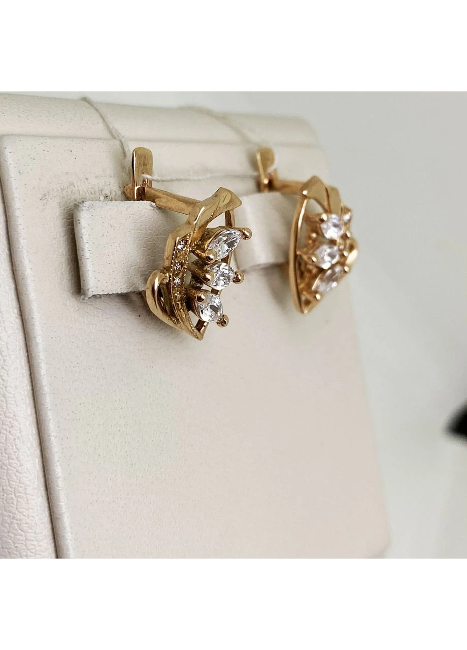 Сережки золоті з кубічним цирконієм 3,28 г No Brand (382674451)