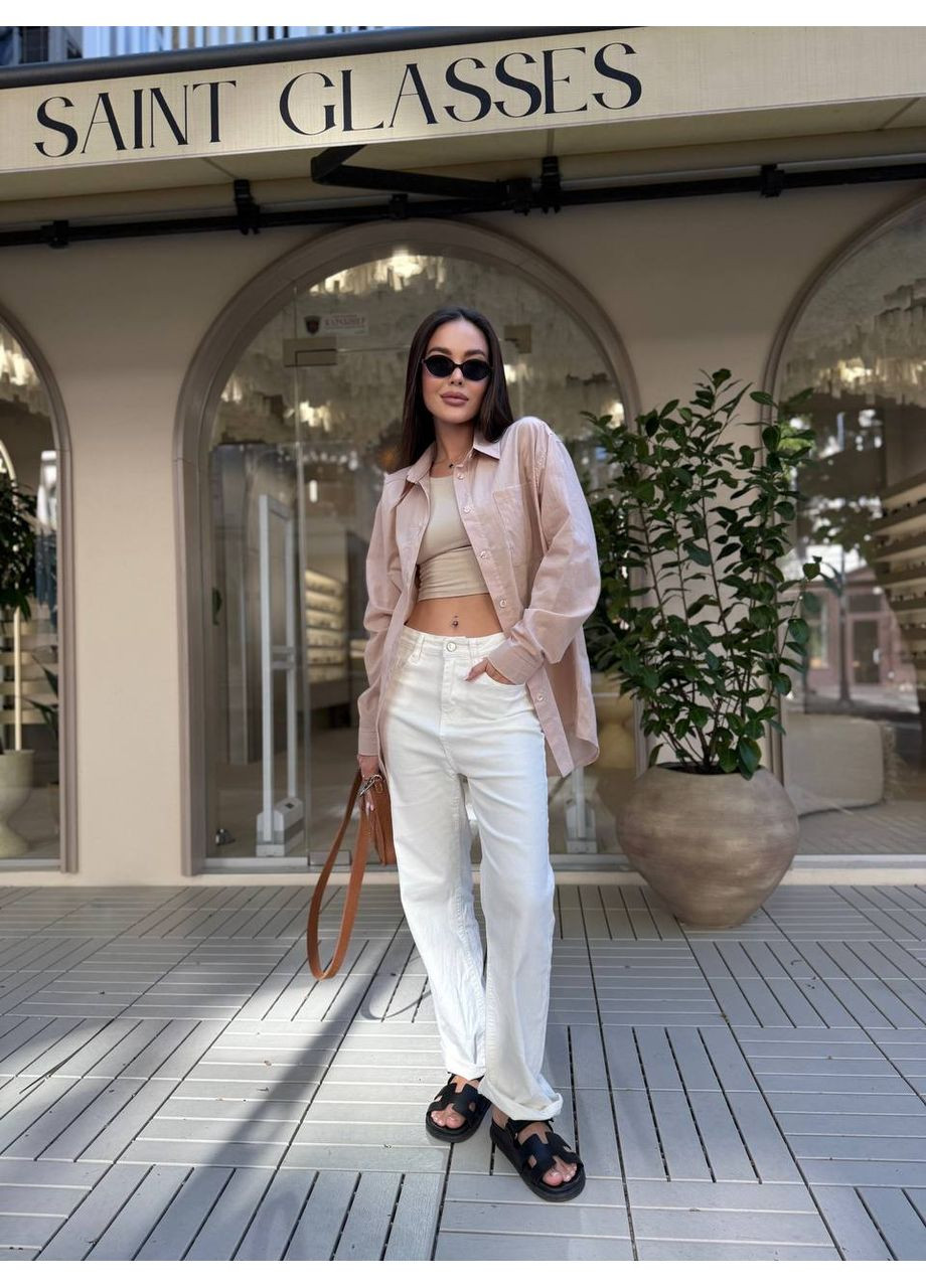 Бежевая классическая рубашка однотонная DK/DL Мода без кордонів