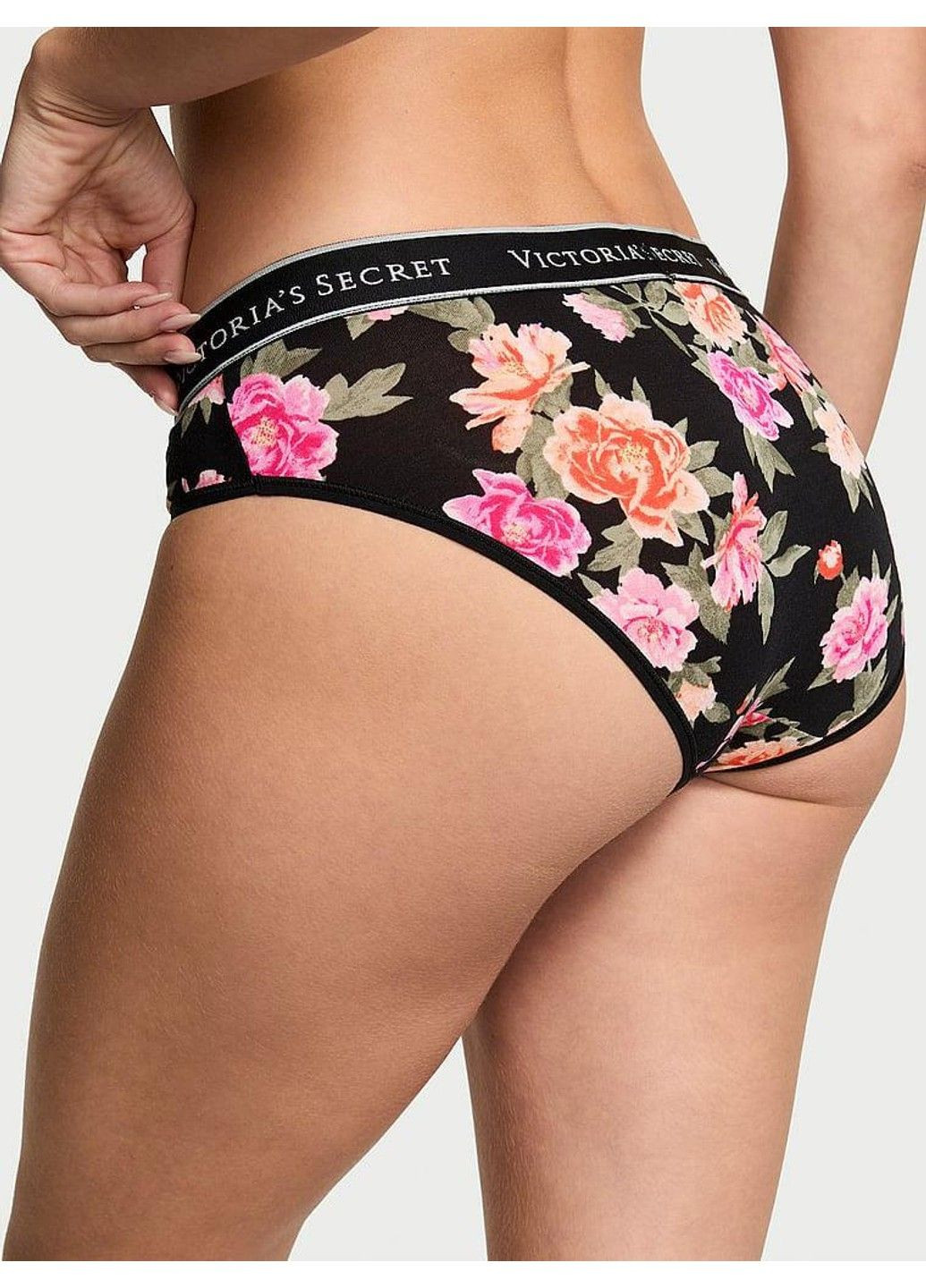 Трусики-хіпстер жіночі Logo Cotton Hiphugger Panty чорні Victoria's Secret (330829462)
