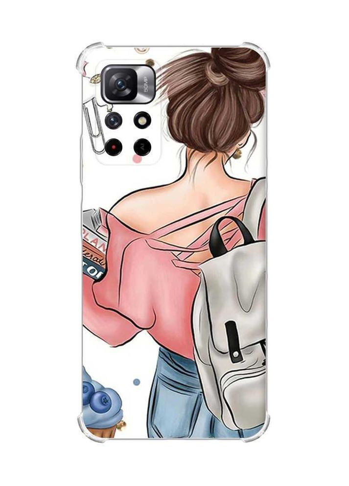 Чехол с утолщёнными углами на Xiaomi Redmi Note 11 4G Девушка с рюкзаком (принт 30) Creative (359483810)