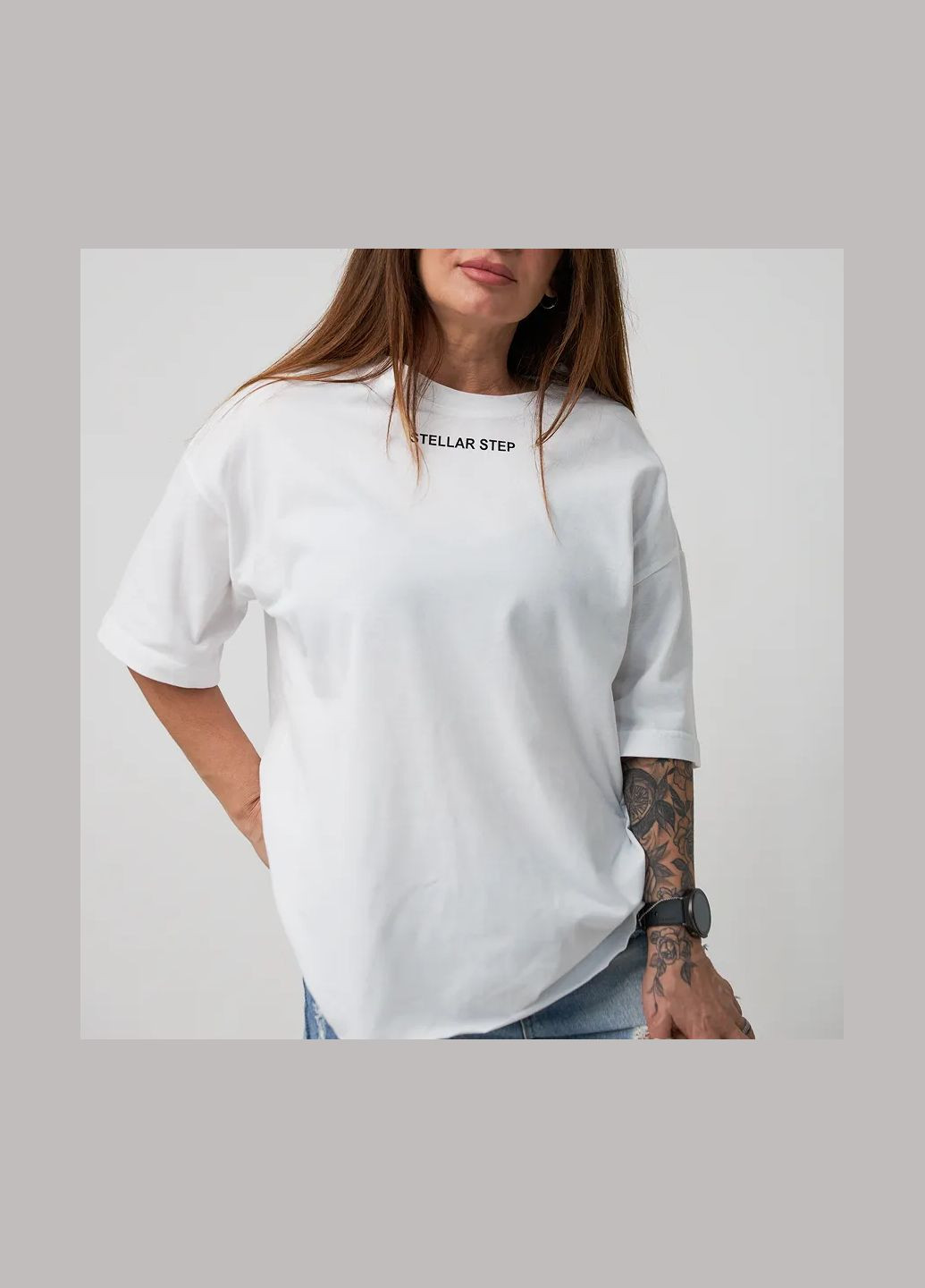 Футболка жіноча оверсайз "Don't look back" білого кольору (1111L902) No Brand - (335812811)