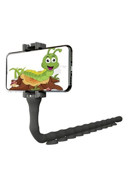 Гибкий держатель для телефона с присосками универсальный Cute Worm Lazy Holder. LC-210 Цвет: черный No Brand (352769477)