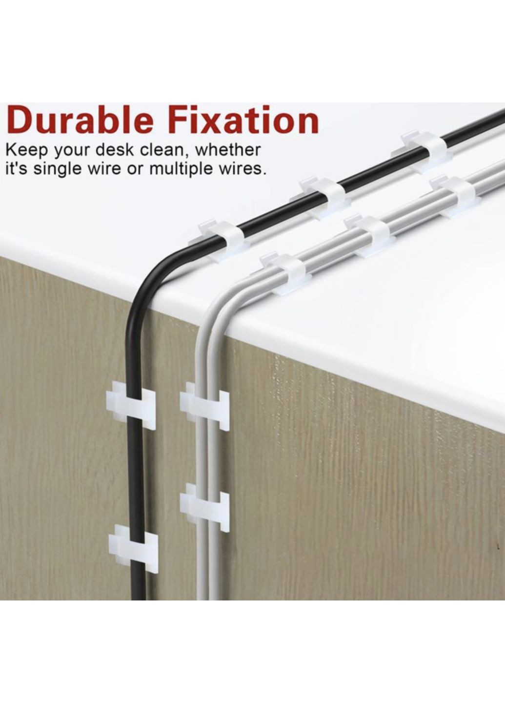 Органайзер Фіксатор кабелю тримач для дроту самоклеючий 3M 15 шт L Білий Lencent (358935017)