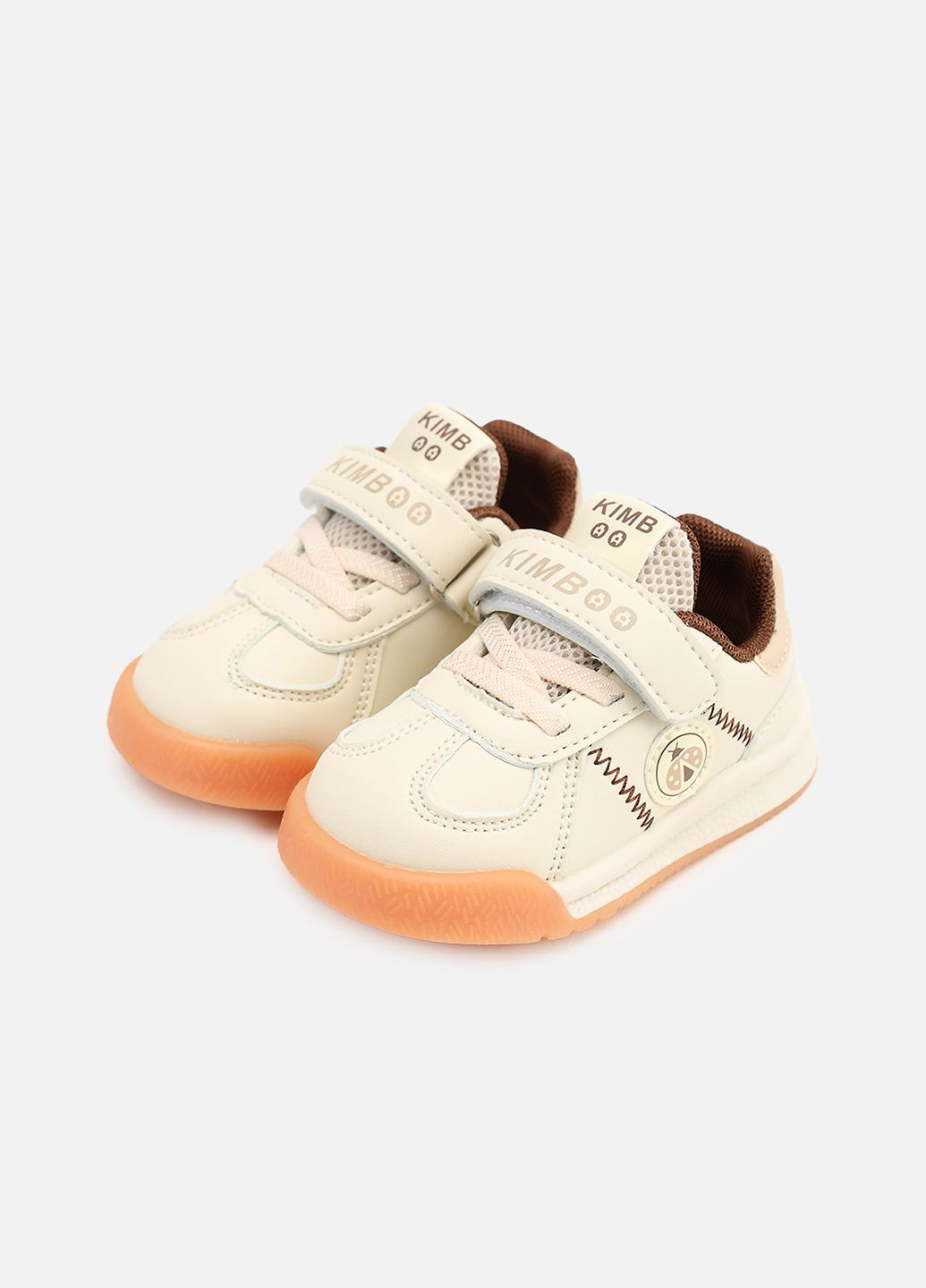 Молочные демисезонные кроссовки для мальчика, на плоской подошве цвет молочный cb-00273976 Kimboo