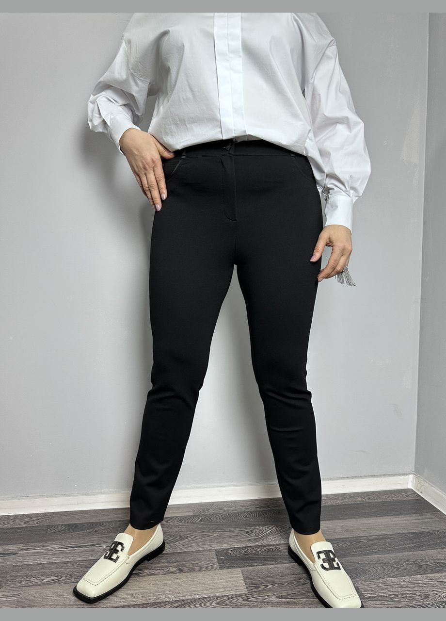 Жіночі класичні брюки прямі чорні на флісі MKJL10010-27 Modna KAZKA (278259106)