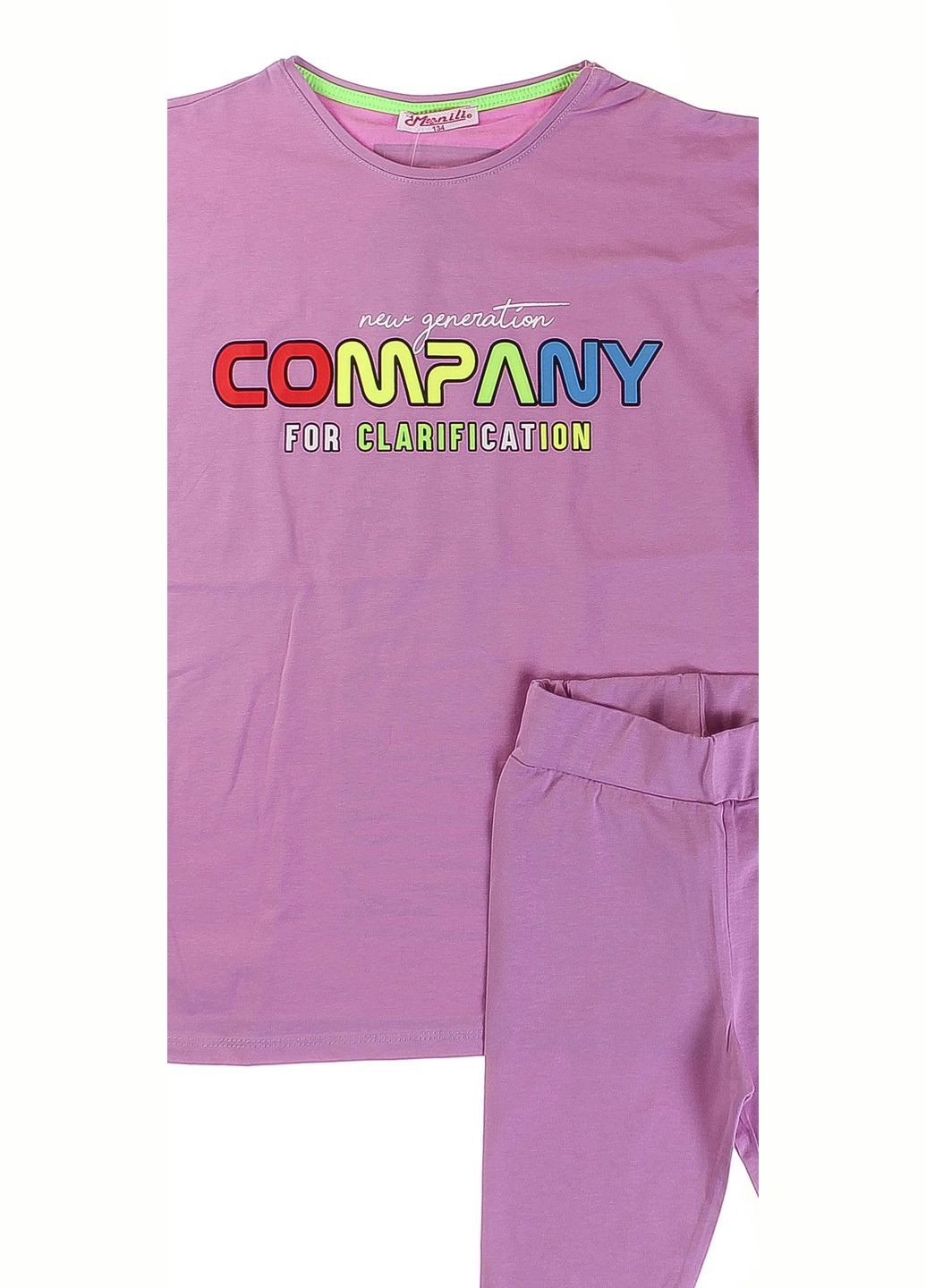 Ліловий літній футболка oversize + капрі 3147 ліловий Monili