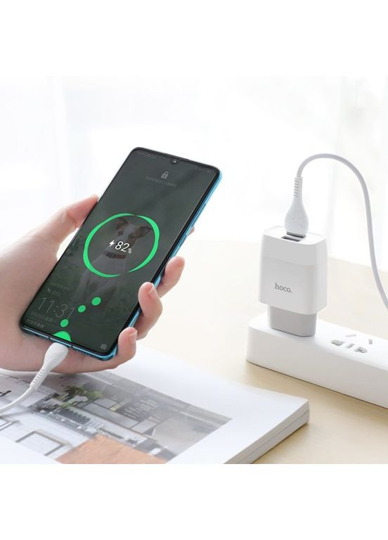 Сетевое зарядное устройство с кабелем dual port charger set(Type-C) 12W White (6931474713070) Hoco C73A Glorious (372685470)