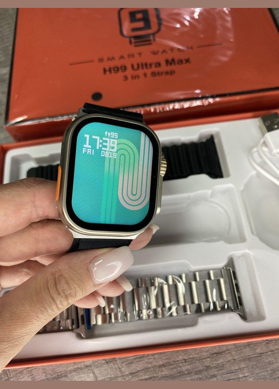 Смарт-часы Smart Watch H99 Ultra Max с 3-мя ремешками Black No Brand (346483749)