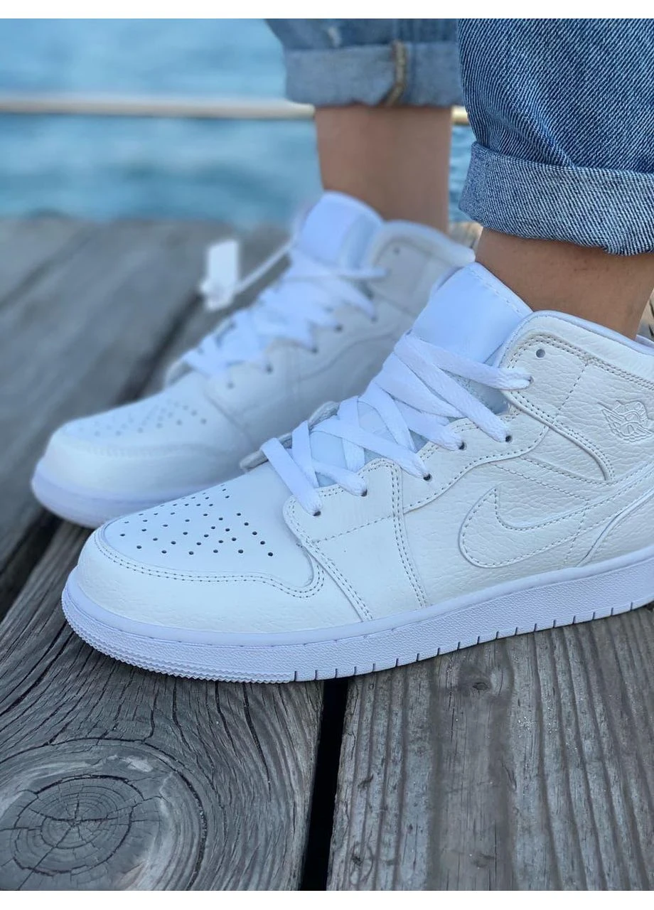 Белые летние кроссовки nike air jordan 1 retro high full white найк аир джордан No Brand