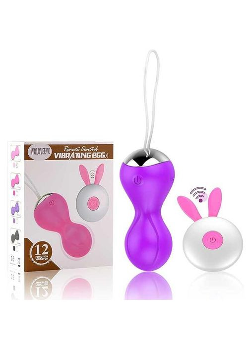 Вагинальные шарики Кегеля с вибрацией 12 режимов фиолетового цвета на пульту управления, имеют двойную функцию. No Brand (368669754)