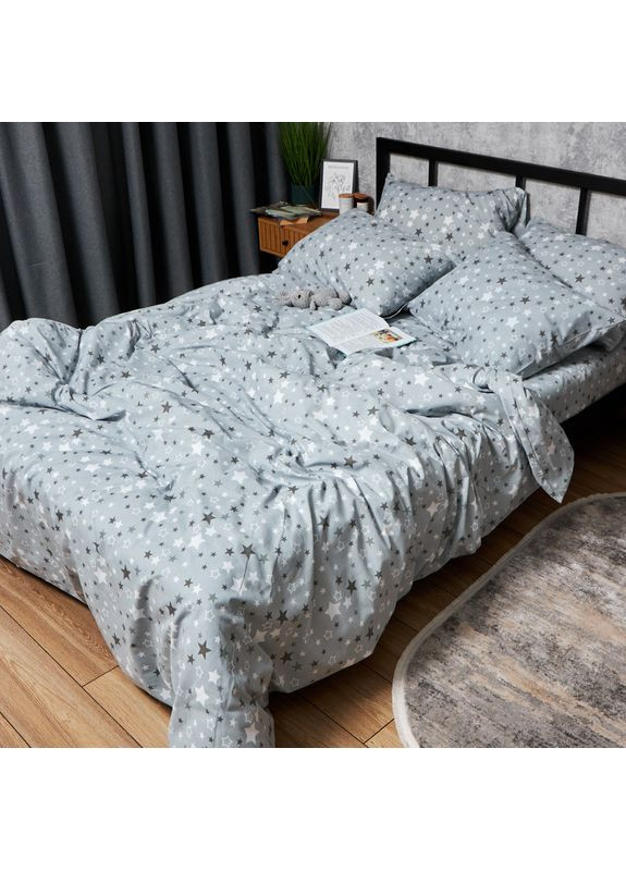 Комплект постільної білизни Бязь Gold Люкс «» Полуторний Євро 160х220 наволочки 4х50х70 (MS-820006848) Moon&Star Silver Stars (356113218)