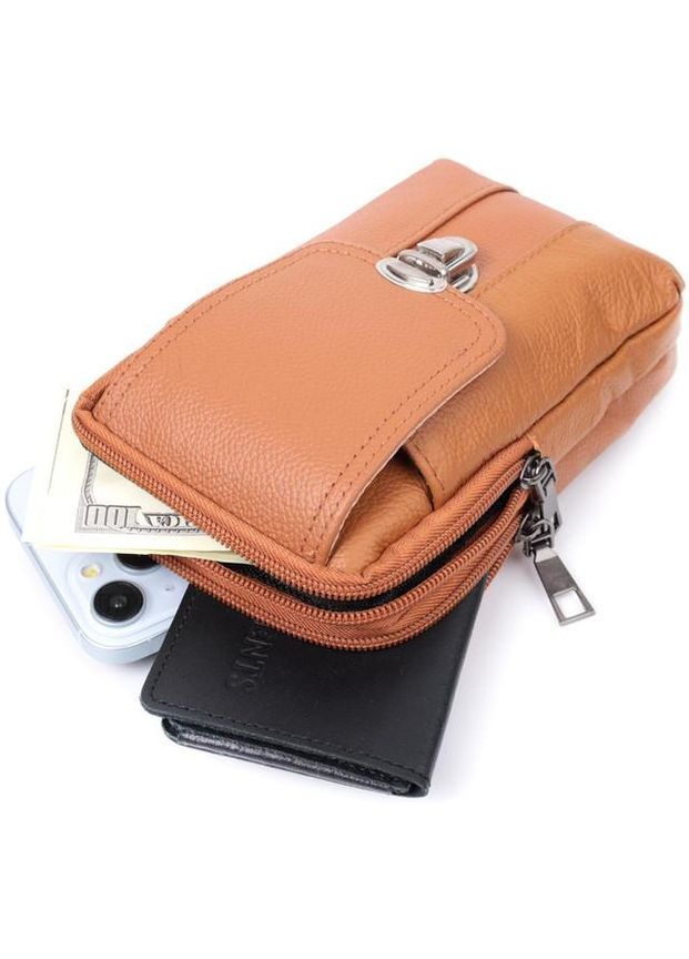 Сумка поясная на ремень мужская кожаная маленькая Рыжий 35081 Vintage (333299982)