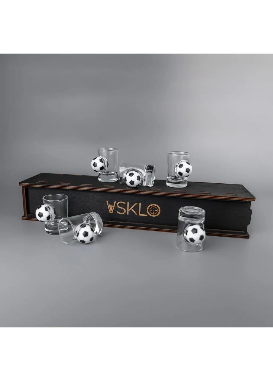 Стопки із прозрачного стекла 6 шт зі вставкою м'яч | Подарунок футболісту Handmade 225-001-044 (366889325)