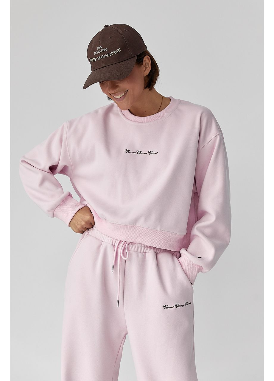 Спортивний костюм з плюшевим начосом з коротким світшотом та брюками палаццо Lurex (361432579)