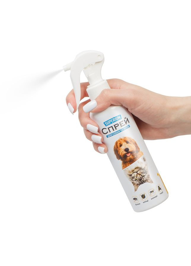 СУПЕРИУМ Спрей от блох, клещей, комаров и оводов для котов и собак, 200 мл Superium (329819925)
