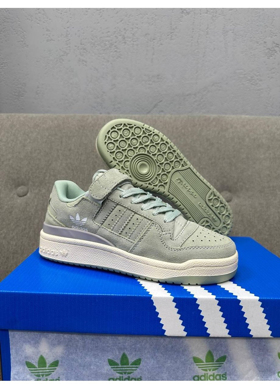 Сірі Осінні кросівки чоловічі adidas forum low green suede адідас форум No Brand