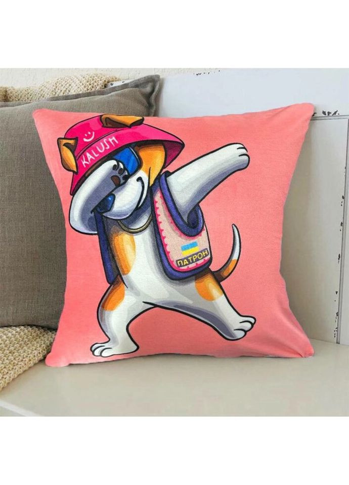 Подушка патріотична 3D "Пес Патрон Kalush" 2724_D 12772 35х35 см коралова Fashion (297158685)