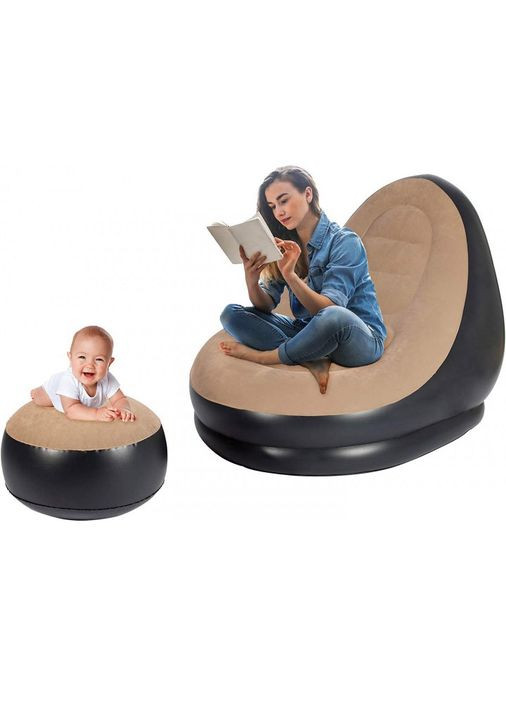 Надувное кресло с пуфом для отдыха AIR SOFA велюровое No Brand (366238686)