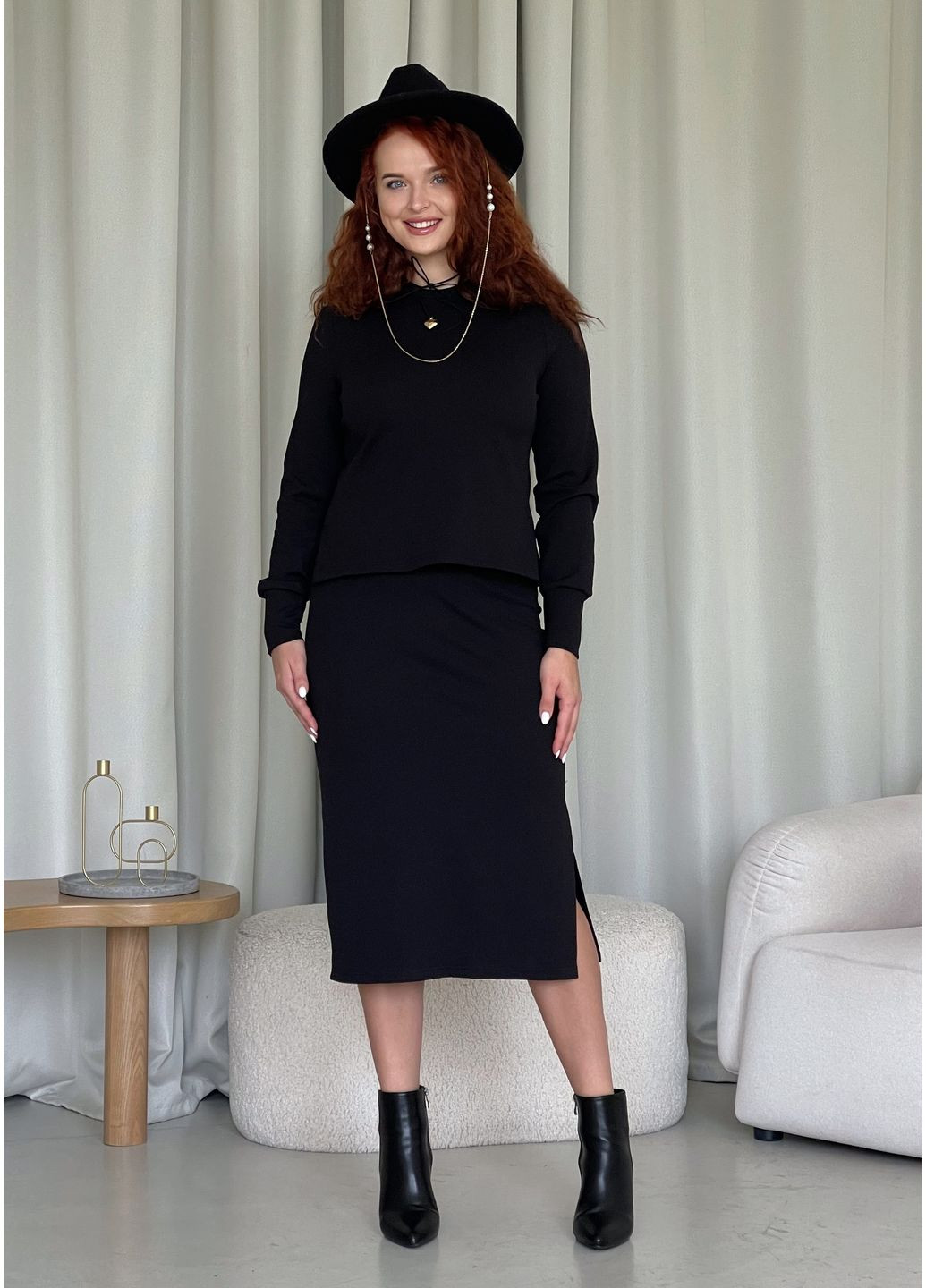 Теплый костюм в рубчик на флисе с юбкой Merlini Арно (366074280)