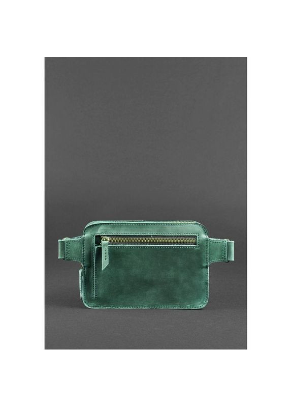 Сумка через плече жіноча бананка на шкіряний пояс Dropbag Mini зелена Crazy horse BlankNote (302008090)