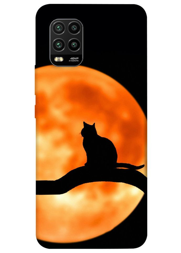 Чохол з принтом для Xiaomi Mi 10 Lite / на Ксяомі, сяомі, ксіомі Мі 10 лайт Кіт на тлі місяця No Brand (339872615)