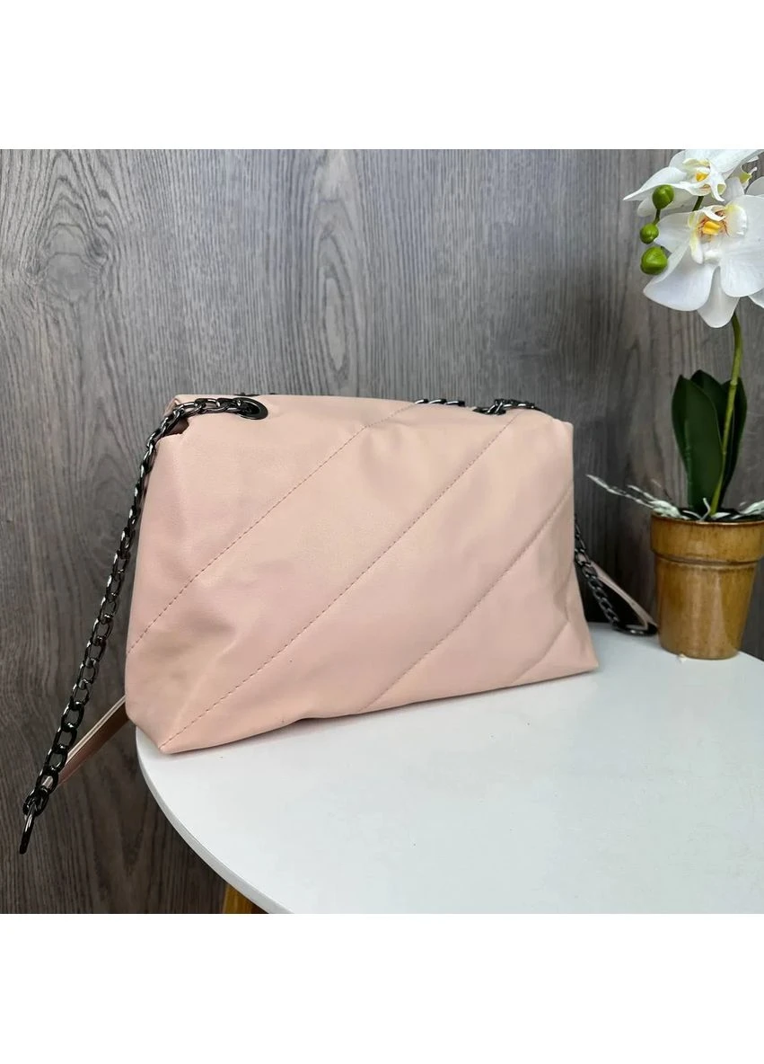 Женская минисумочка клатч эко кожа 27х19х10 см Пудровый No Brand (398095665)