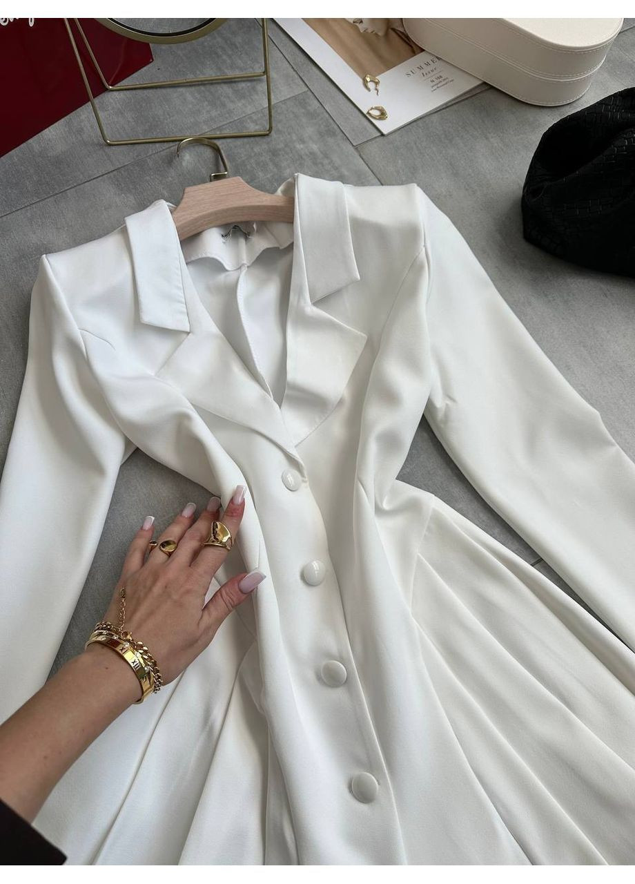 Молочное повседневный, вечернее, кэжуал, деловое женское платье пиджак платье-жакет No Brand однотонное