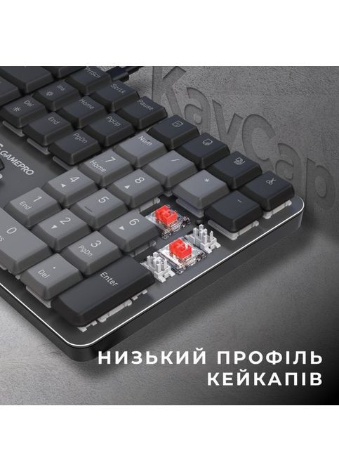 Клавиатура (MK145R) GAMEPRO MK145R Red Swich Low Profile USB Dark Gray (316223034)
