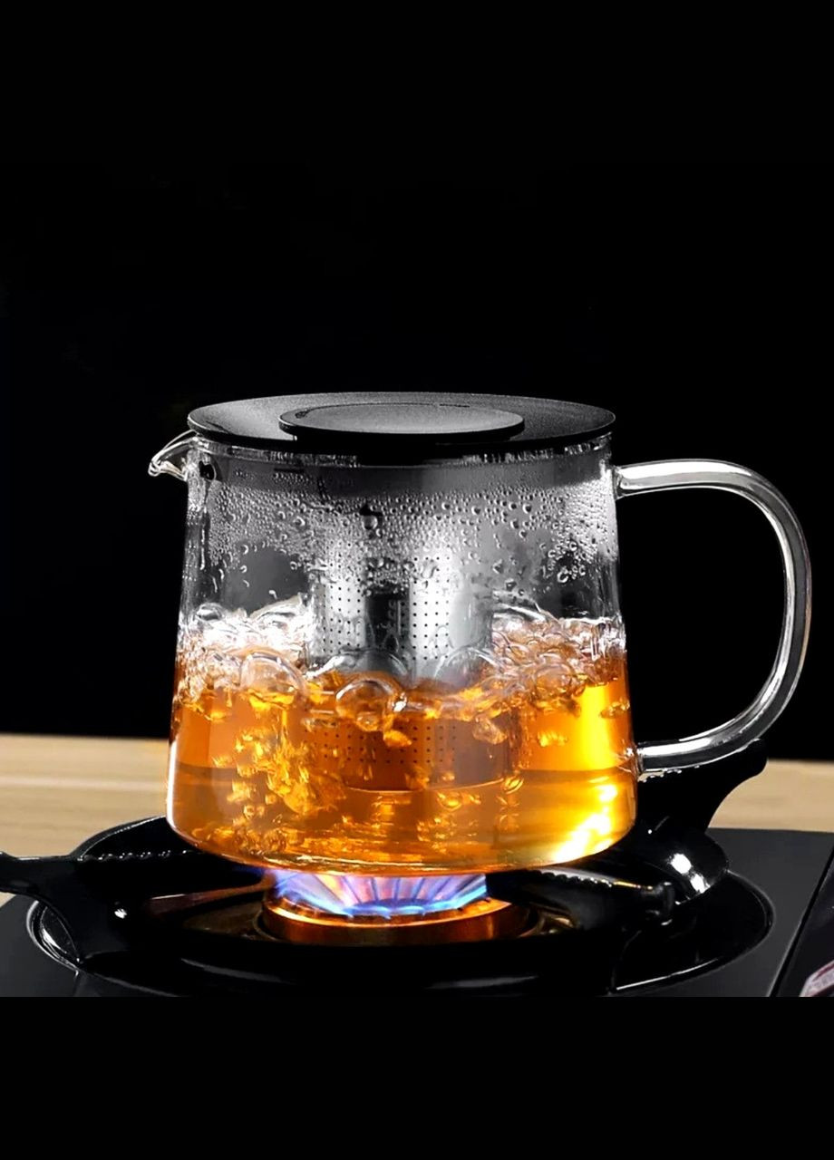 Стеклянный чайник для кипячения с металлическим фильтром 1,5л No Brand (366818111)