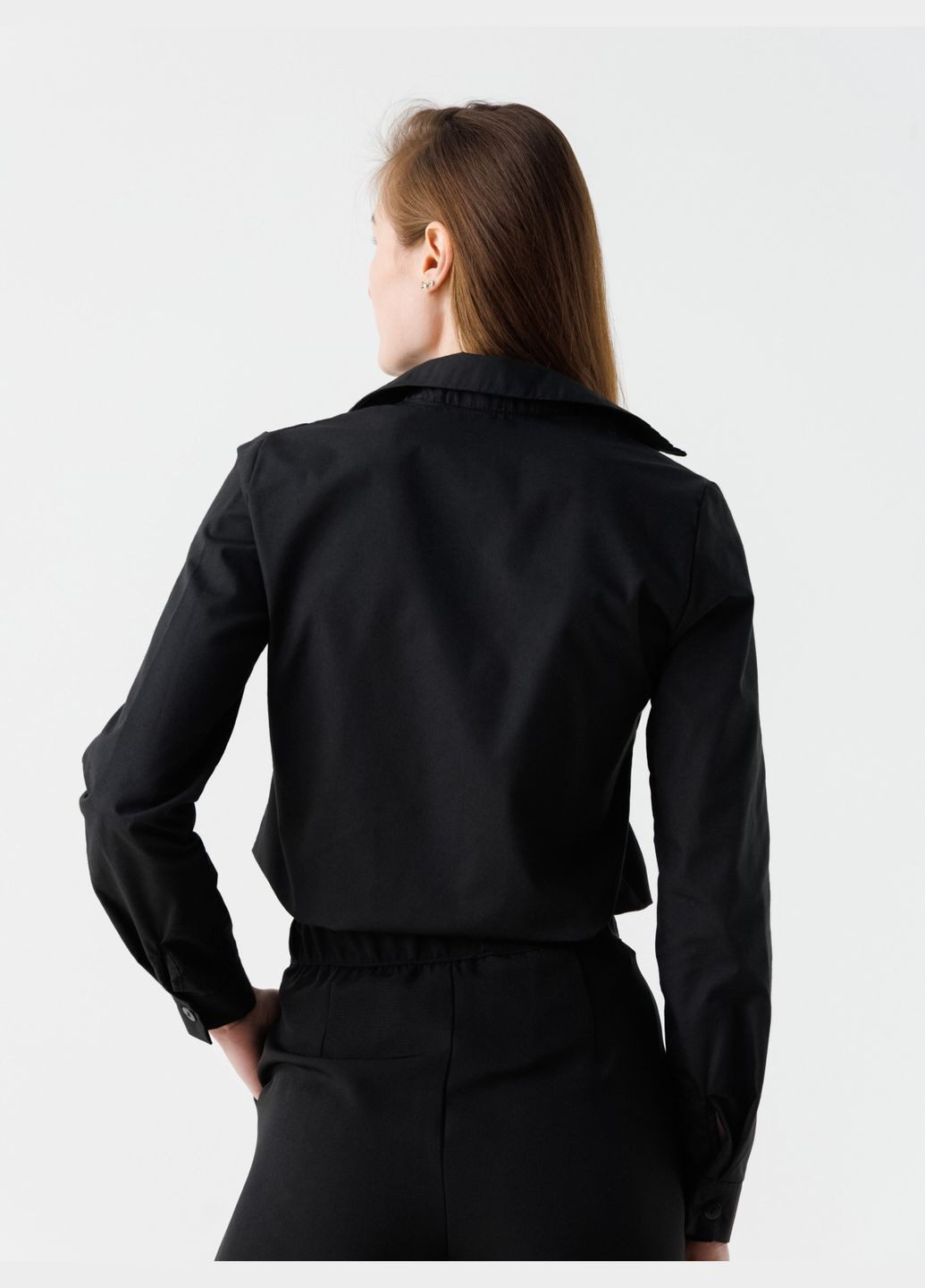 Черная повседневный рубашка однотонная No Brand