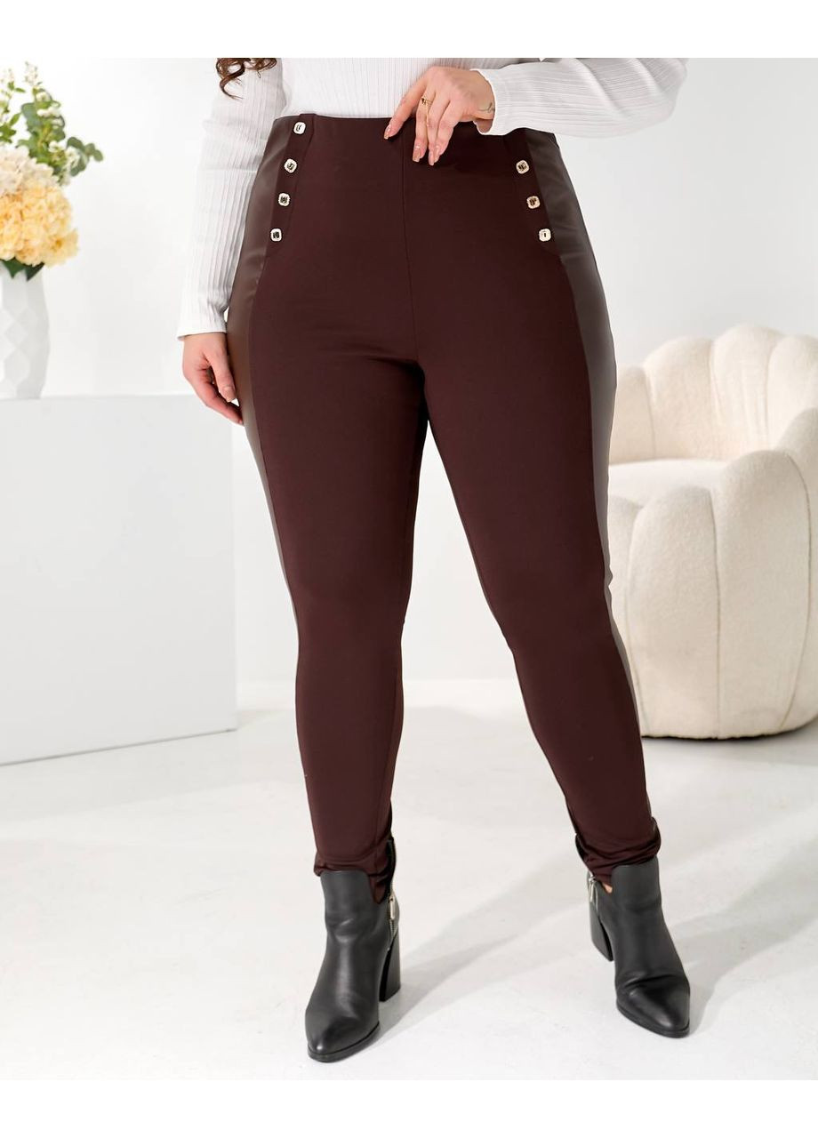 Лосины комбинированные с эко-кожей ЗАМЕРЫ В ОПИСАНИИ GD/GL Модний простір (369378459)