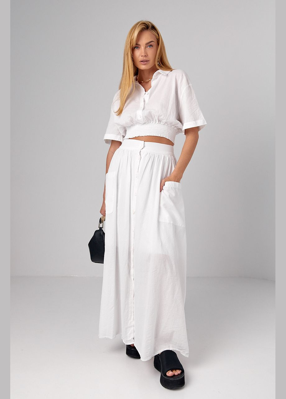 Летний юбочный костюм из жатого поликотона Lurex (323185178)