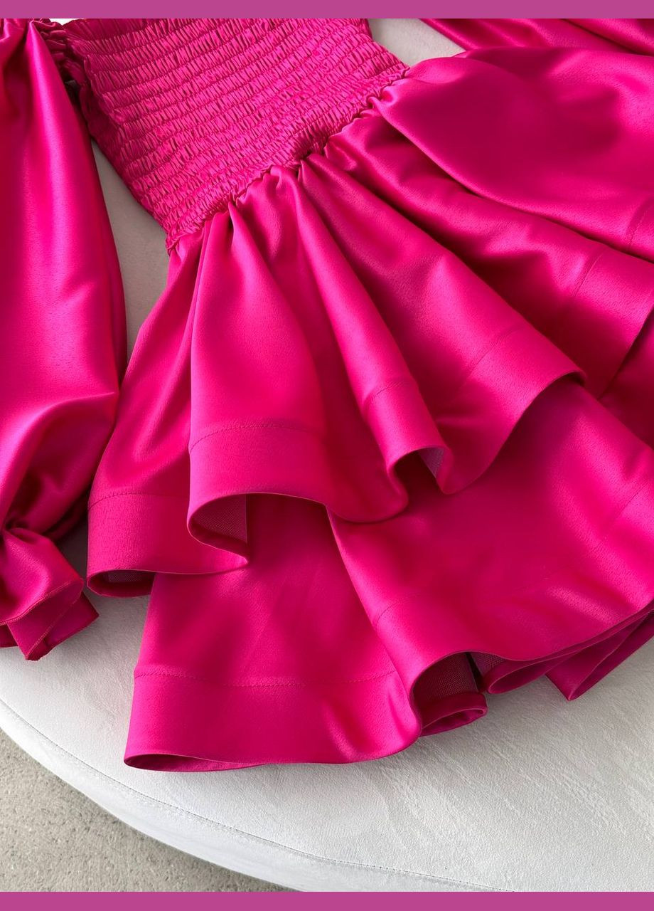 Рожева святковий сукня міні з відкритими плечима та пишними рукавами з відкритими плечима MonCher