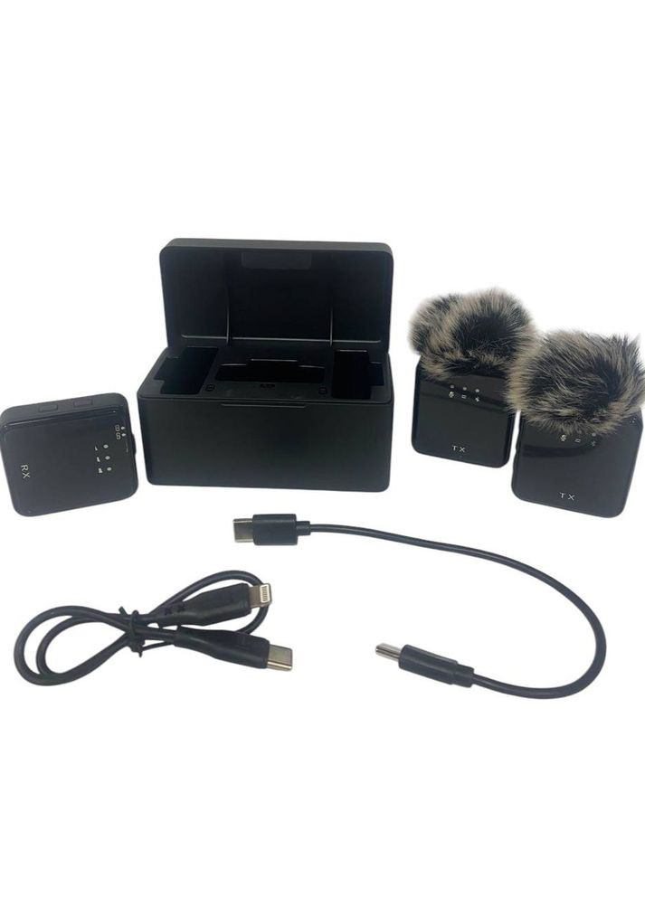 Мікрофон петличний K100 Lightning-Type-C 2 шт. Black (K100-BK) XoKo (316578621)