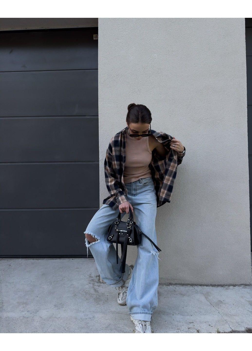 Серая рубашка No Brand