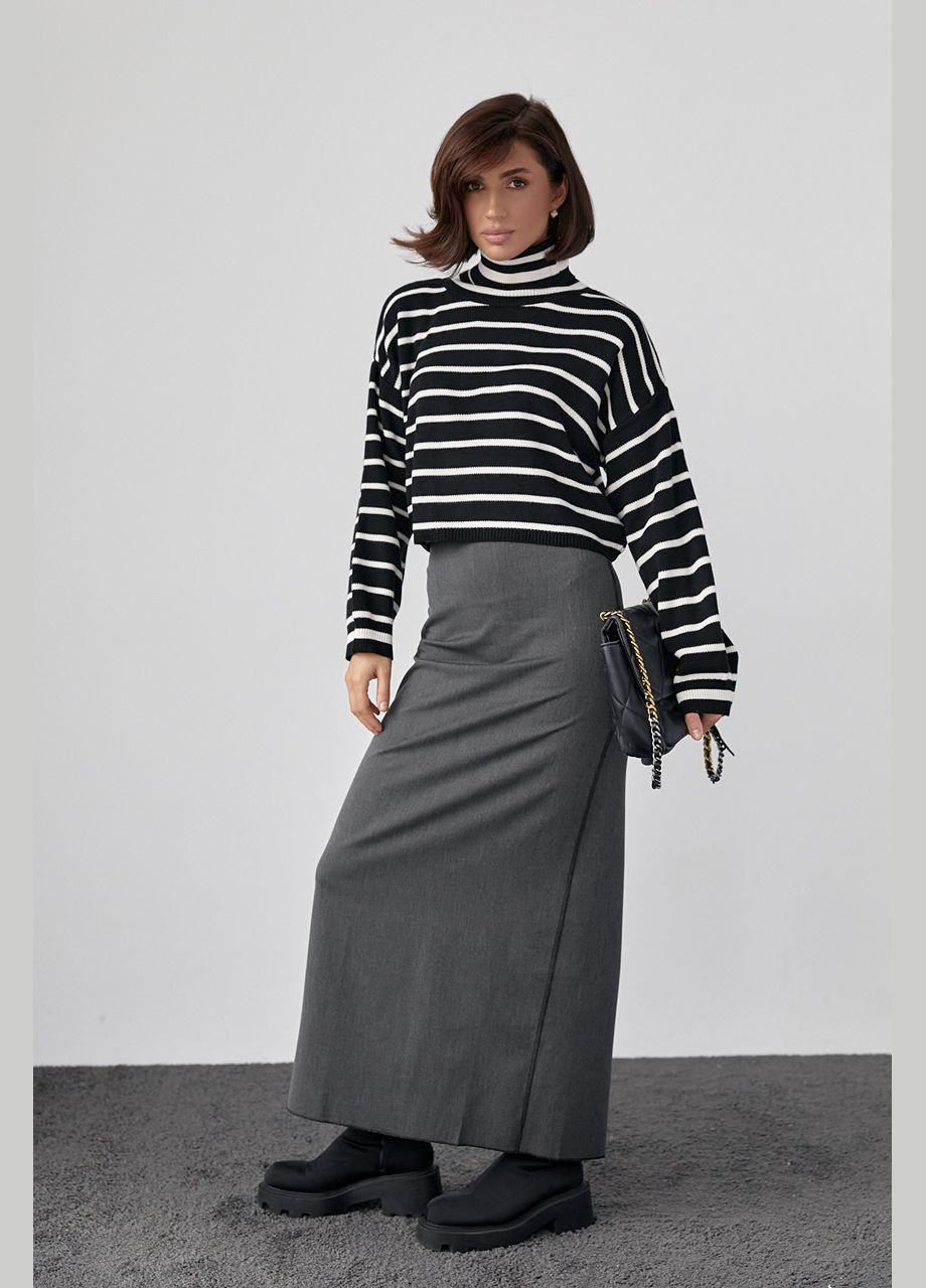 Темно-серая повседневная, вечерний однотонная длинная юбка-карандаш с высоким разрезом Liton карандаш