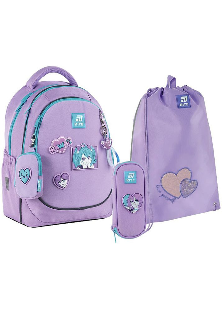 Шкільний набір Kawaii Love Рюкзак + Пенал + Сумка для взуття SET_K25-700M-6 Kite (324230464)