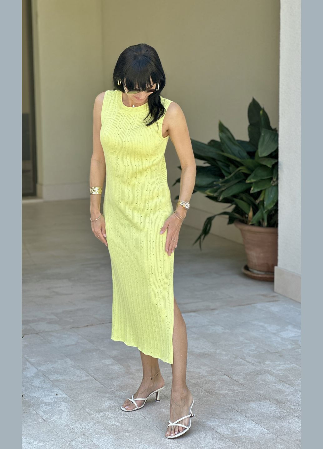 Жовтий повсякденний, вечірня сукня максі Teplo однотонна