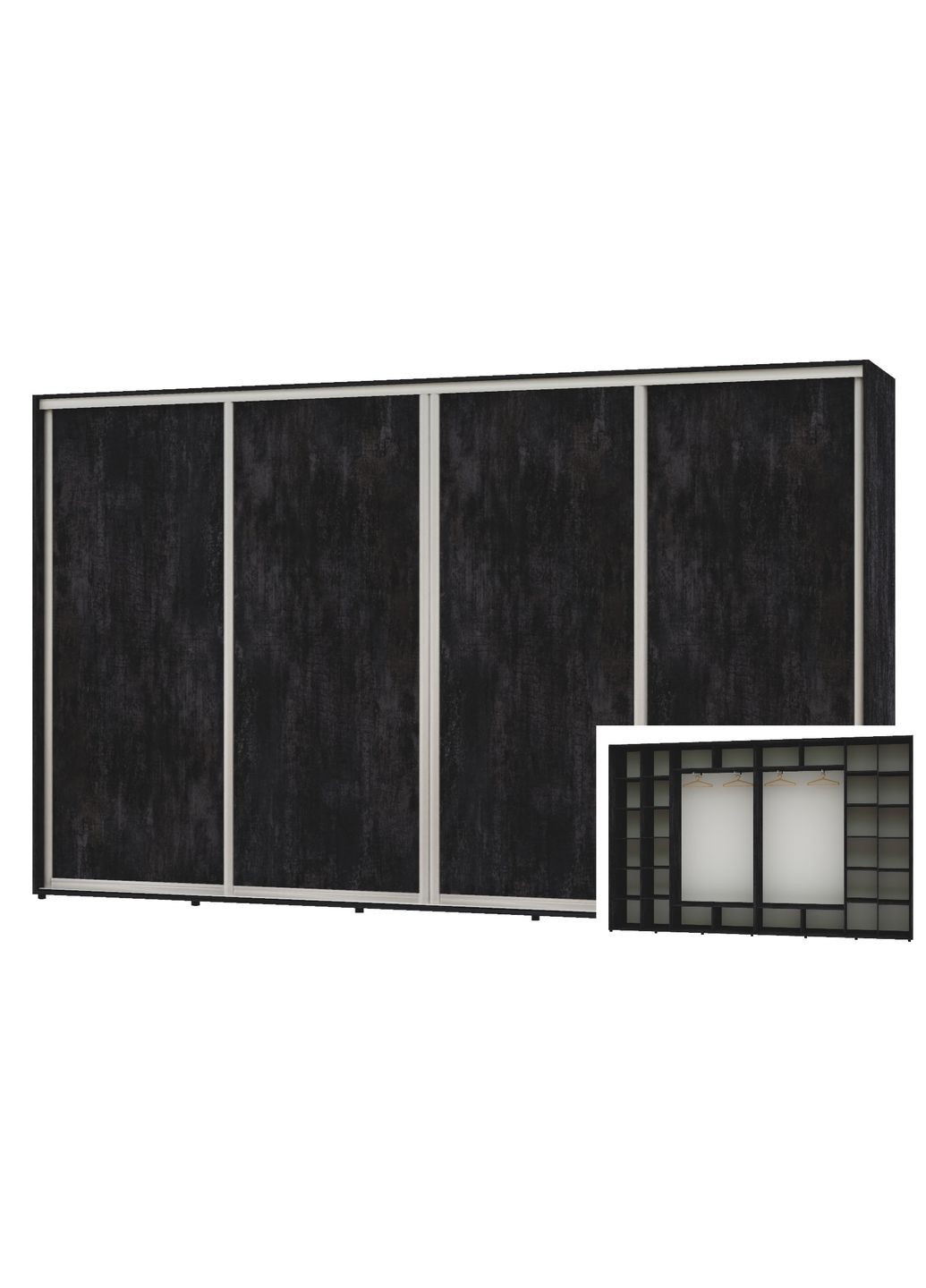 Шкаф-купе четырехдверный 390*45*250 Бетон темный 4 двери ДСП Алекса (360477979)