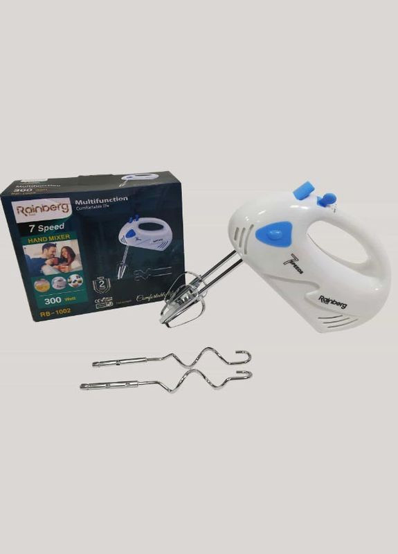 Электрический ручной миксер RB-1002 с насадками для замешивания крутого теста 300 Вт Rainberg (297332268)