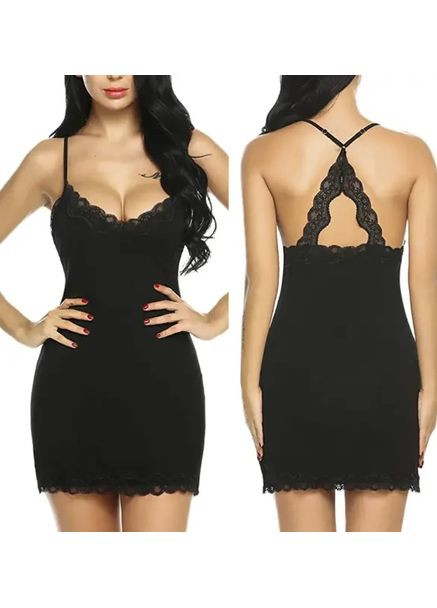 Пеньюар зі стрейчового атласу із стрінгамирозміру S-XL. Атласний пеньюар на бретелях із декольте China (360865921)