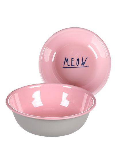 Миска для кошек Nell Round круглая эмалированная 350 мл, Розовый - серый (5400585190458) Flamingo (341941698)