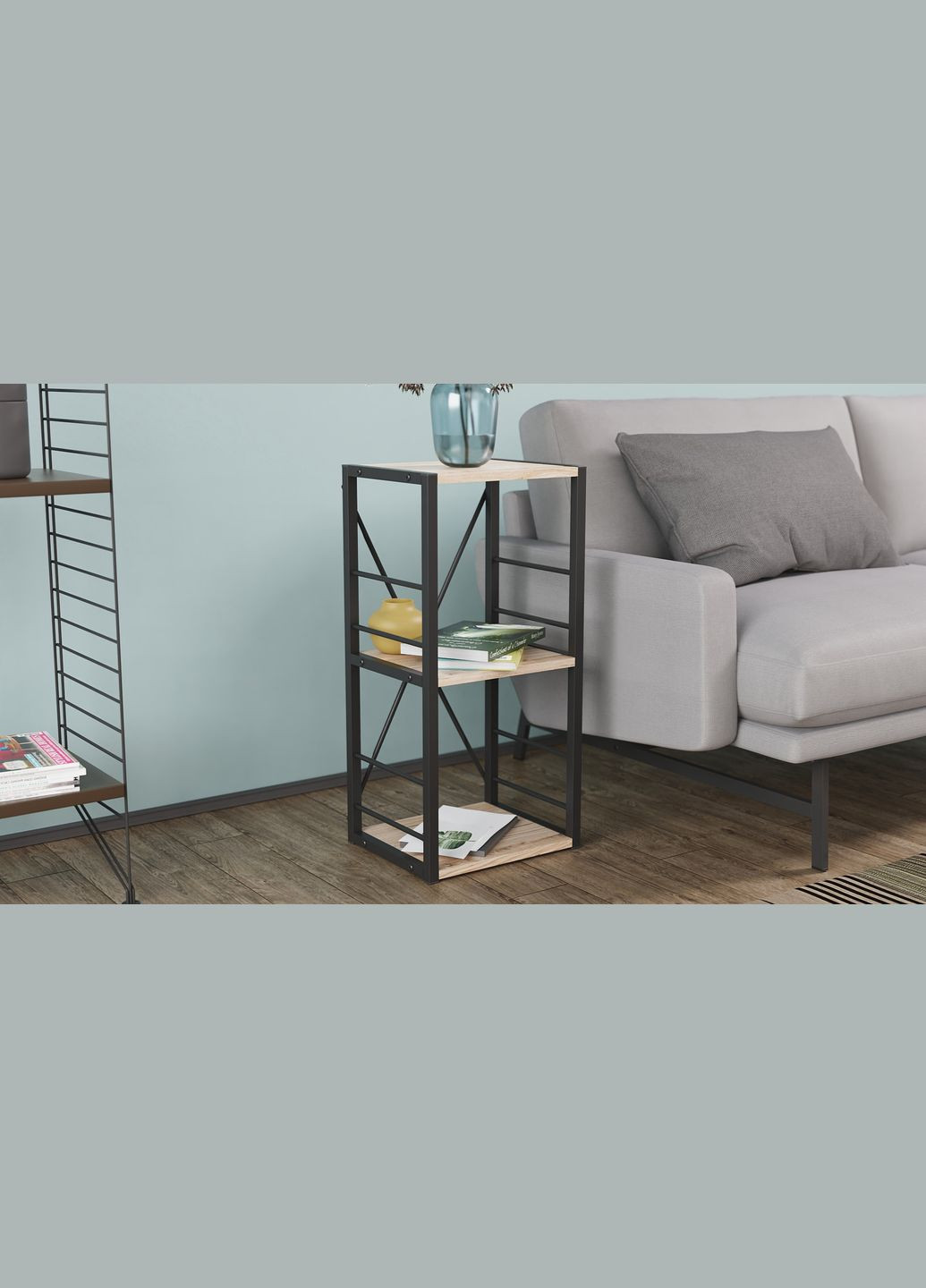 Этажерка 3/34 Серии Коннект 73x34x28 черный ДСП 16мм (FRD-104290) Ferrum-decor (353498517)