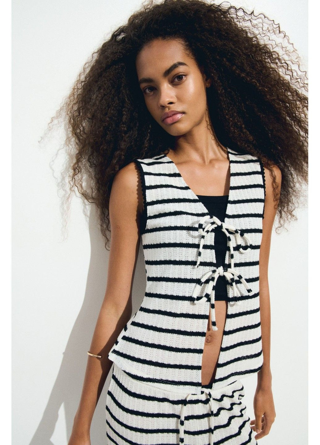 Жіноча в'язана блуза без рукавів Н&М (58353) XS Біла H&M (337498854)