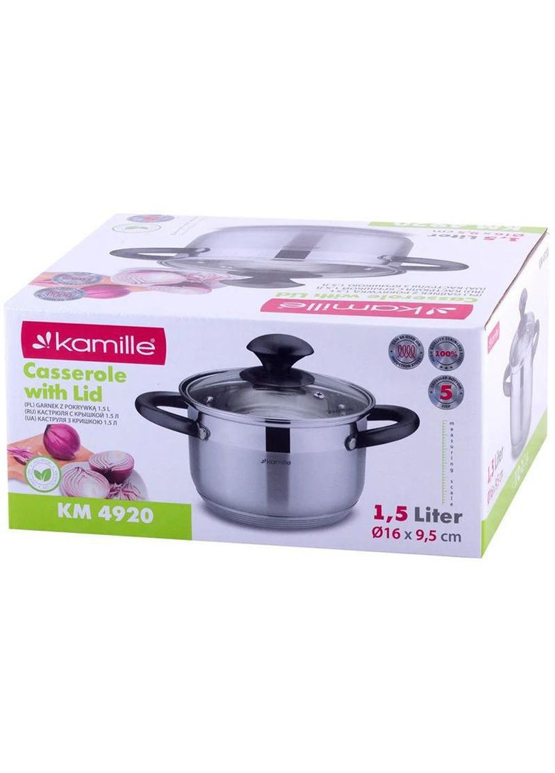 Каструля Groningen 2л з нержавіючої сталі з 5-шаровим індукційним дном Kamille (330019328)