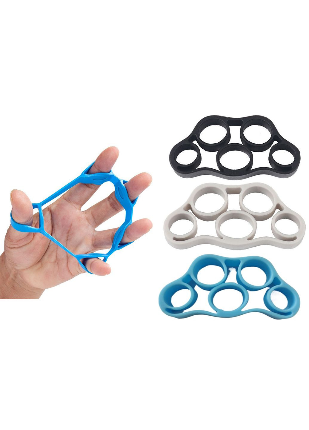 Набор силиконовых эспандеров для тренировки пальцев рук из 3 шт с нагрузкой 2,7, 3,6 и 5,0 кг No Brand (314933736)