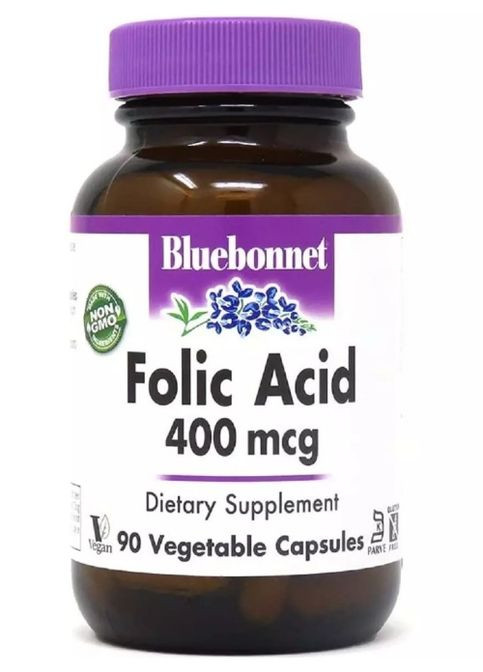 Folic Acid 400 mcg 90 Veg Caps Bluebonnet Nutrition (294058487)