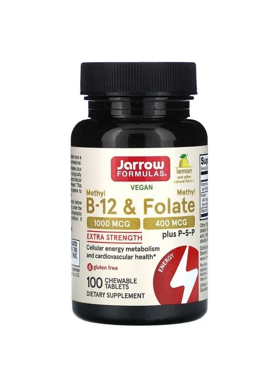 Метилфолат, метил В-12 і P-5-P B6 Methyl B12 & Methyl Folate plus P-5-P B6, 100 льодяників Jarrow Formulas (361114691)